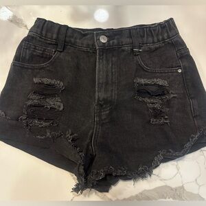 Forever 21 High Rise Black Ripped Jean Shorts